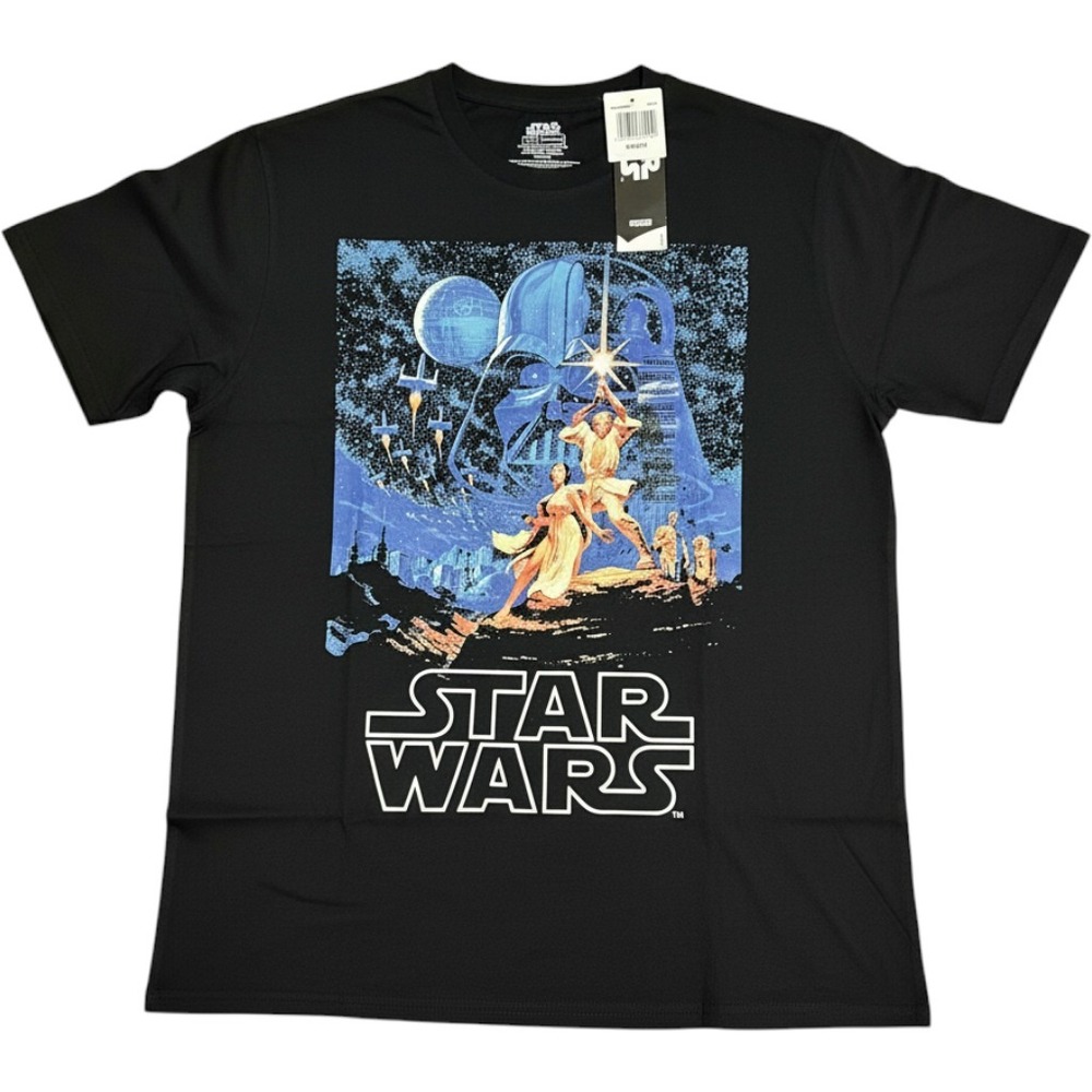 Star Wars A New Hope Movie Poster Graphic T-Shirt Black Mens Medium NWT